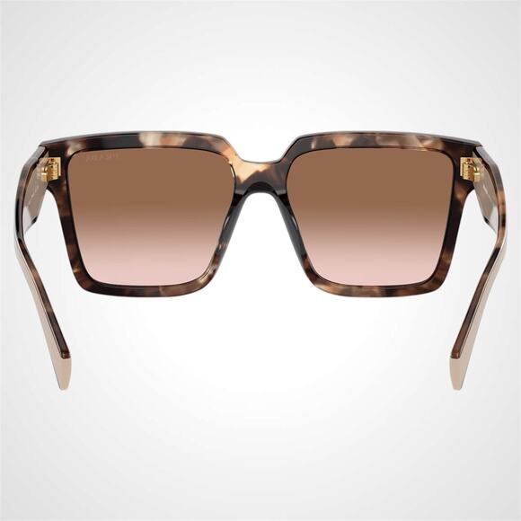 New PRADA Sunglasses Brown Tortoise Beige Gold Symbole Logo 56mm Square Prada